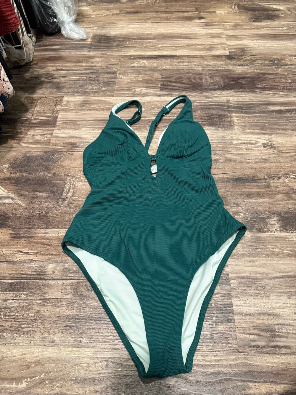 Cupshe Dark Teal Textured One-Piece Swimsuit